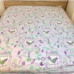 POTTERY BARN KIDS Bird Duvet Cover Lavender Girls Birdcage Floral Twin Flora